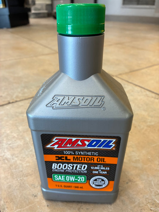AMSOIL 100% synthetic XL motor oil boosted engine protection SAE 0W20 1U.S. quart 946mL