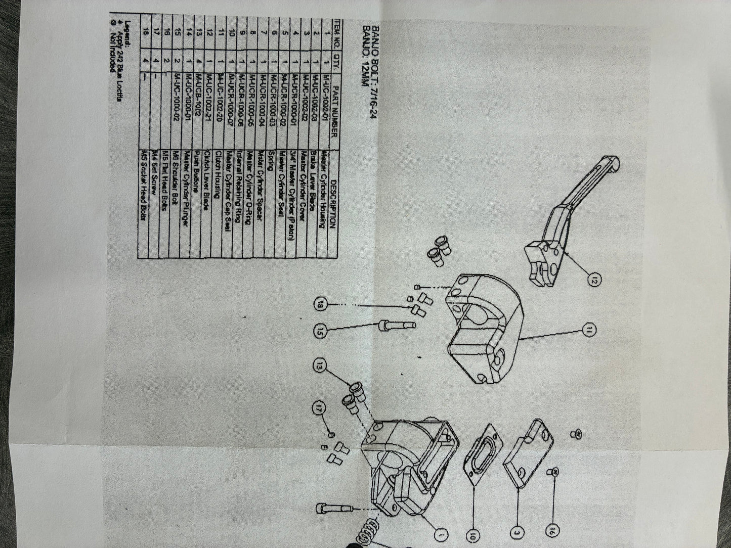 Hand Control Rebuilt Kit front brake 3/4"